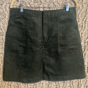 Forest green suede mini skirt